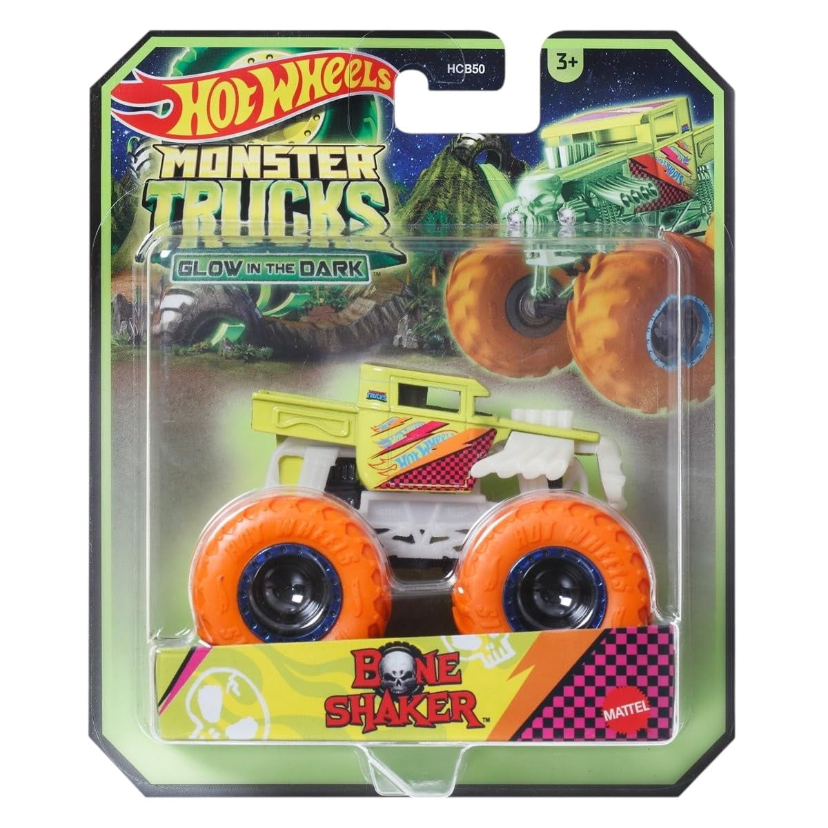 Hot Wheels Monster Trucks Glow in The Dark Collection, 5-Pack Set, Shark Wreck, Bigfoot, Bone Shaker, Scorpedo, Loco Punk