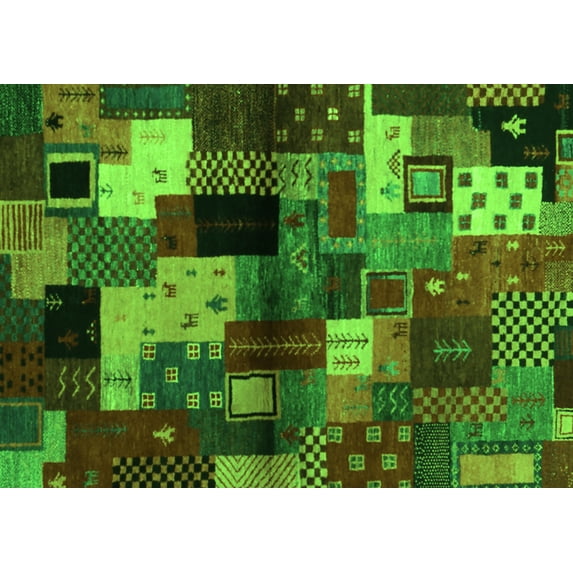 Ahgly Company Indoor Rectangle Abstract Green Contemporary Area Rugs, 8' x 10'