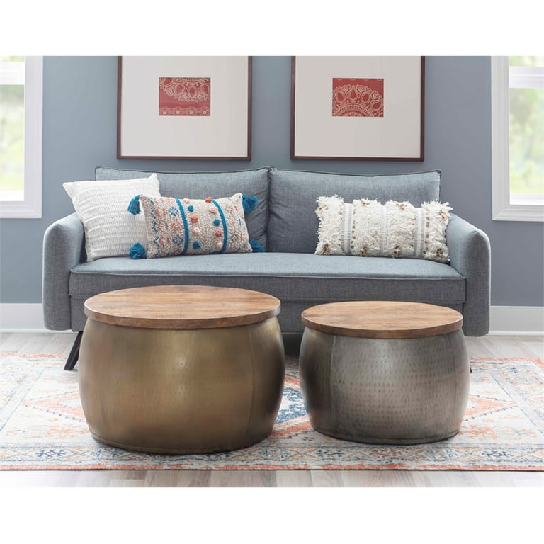 Large wood 2024 drum coffee table