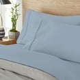 thumbnail image 5 of Color Sense 1200 Thread Count Wrinkle-Resistant Super Soft Extra Deep Pocket Hotel Luxury Cotton Blend 4-Piece Sateen Bedsheet Set King Blue, 5 of 9