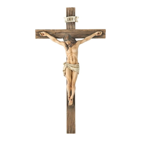 Wall Crucifix Cross Jesus Sculpture Figurine Resin Construction Great for Christmas Thanksgiving Gift