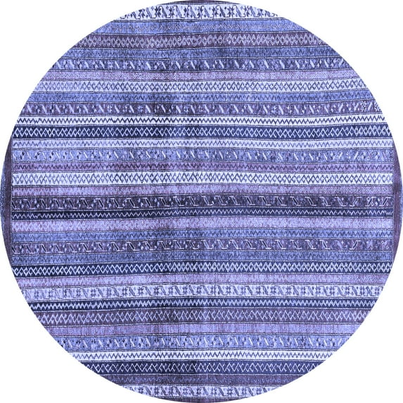 Ahgly Company Machine Washable Indoor Round Abstract Blue Modern Area Rugs, 7' Round