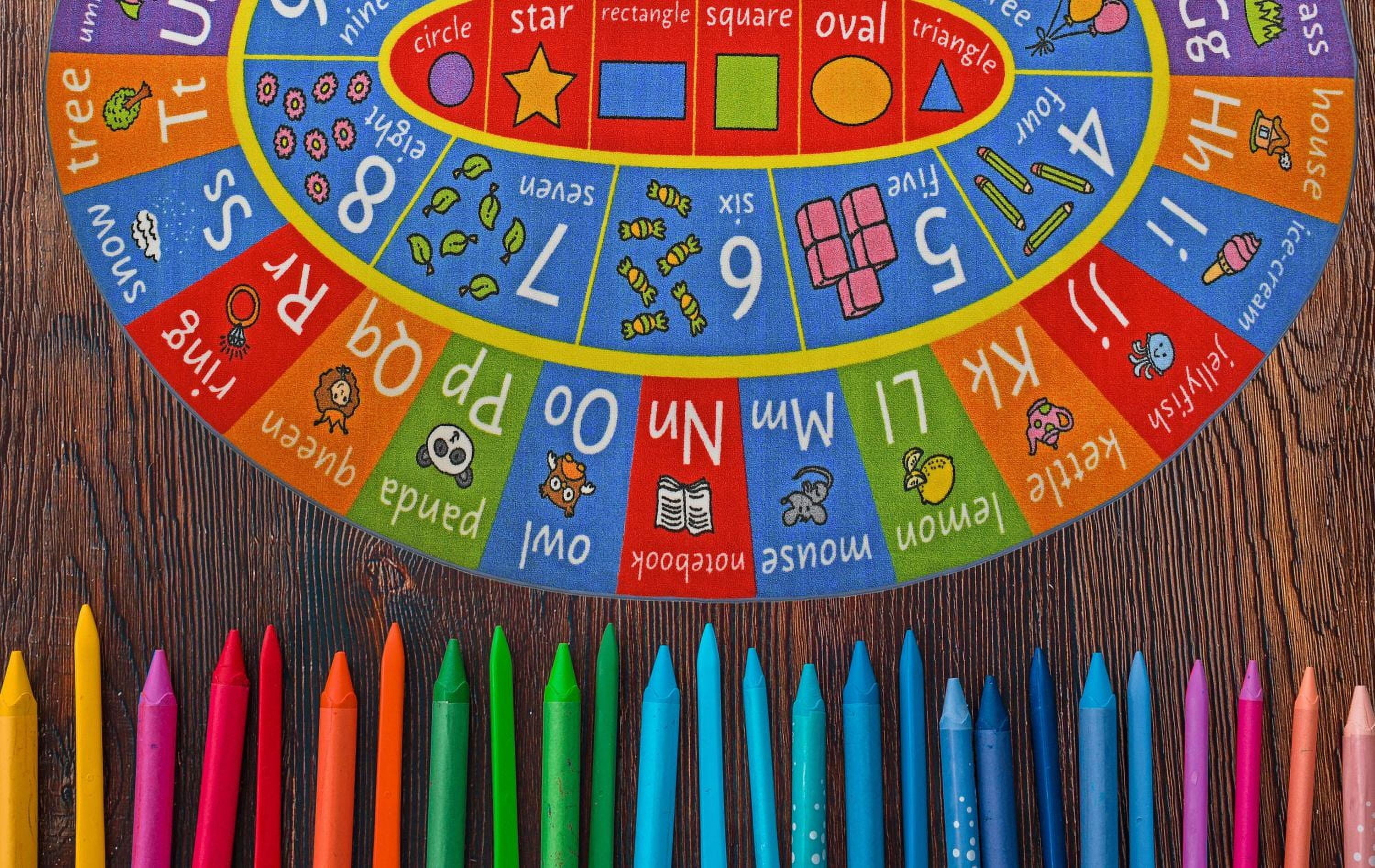 KC Cubs collection de récréation Alphabet ABC, nombres et formes d'apprentissage éducatif et jeu tapis de tapis ovale pour enfants et enfants chambres et salle de jeux