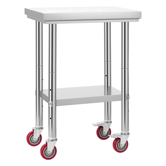 CAFORKP Stainless Steel Prep Table 24x18" w/ Wheels & Shelf,Commercial Kitchen Workstation