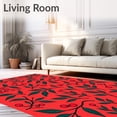 thumbnail image 2 of ODIKA 8'x10' Machine Washable Non-Slip Area Rug, Festive Holly Branch Design Boho Style Decorative Floor High Traffic Rug, Red, 611787, 2 of 7