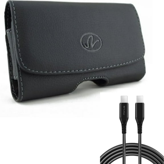 For Galaxy A54 /A53 /A33 5G - Case Belt Clip w 10ft Long USB-C Cable, Leather Swivel Holster Loops Cover Pouch Carry Protective Black, PD Fast Charger Cord for Samsung Galaxy A54 /A53 /A33 5G