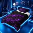 thumbnail image 2 of meiyoeat Neon Honeycomb Pattern Twin Comforter Sets for Boys Girls, Geometric Hexagon Bedding Set, Purple, Black Reversible 2 Pieces, 1 Comforter and 1 Pillowcase, 2 of 6
