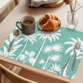 thumbnail image 2 of Teal Green Palm Trees Placemats Set of 6 Tropical Summer Botanical Place Mats Indoor Wipeable Table Mats Washable Cloth Dining Table Placemats for Kitchen Holiday Party Home Decor 13x19 Inch, 2 of 5