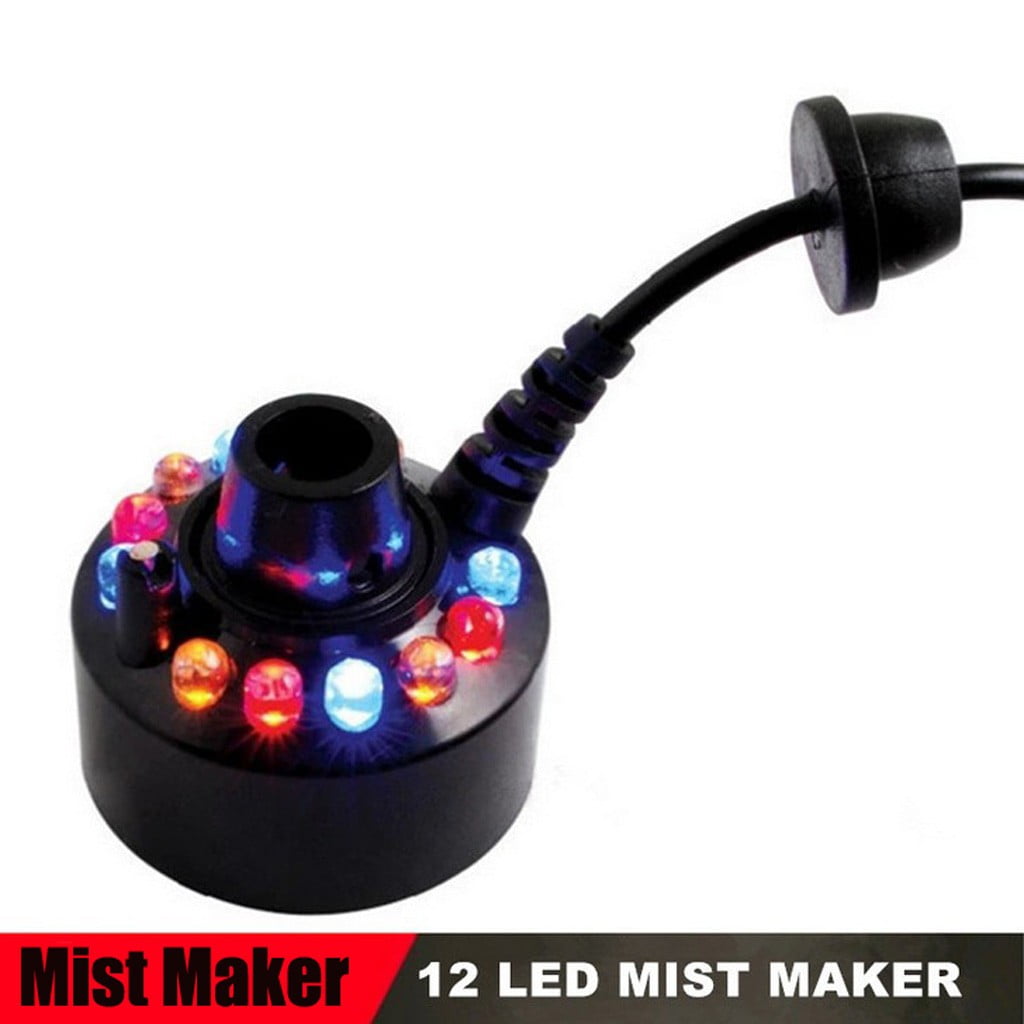 Halloween Mist Maker,Halloween Lights Fog Machine Ultrasonic Mist Water Pond Fogger 12 LED Red Yellow And Blue Light Flashes For Halloween Party Decorations And Rockery Fishtank Vase Birdbath Deco