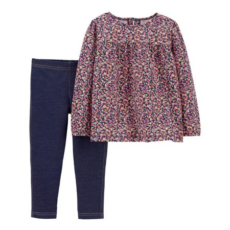 

Carter s Toddler Girl 2-Piece Floral Jersey Top & Denim Leggings Set in 6M