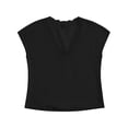 thumbnail image 4 of Craaazy Womens Spring And Summer Lace Trim Linen Top V-Neck Cap Sleeve Casual Blouse for Daily Wear Gifts, 4 of 8