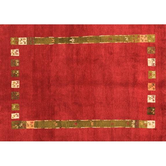 Ahgly Company Indoor Rectangle Abstract Orange Contemporary Area Rugs, 7' x 9'