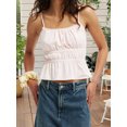 thumbnail image 5 of LMLYSoH Women's Summer Slim Camisole Spaghetti Strap Lace Trim Smocked Tank Tops Streetwear, 5 of 8