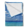thumbnail image 2 of Ocean Soft Flannel Fleece Throw Blanket, Tropic Coast Style Sandy Shore and Sea Waves Escape to Paradise Theme, Cozy Plush for Indoor and Outdoor Use, 50" x 60", Cream Turquoise White, by Ambesonne, 2 of 5