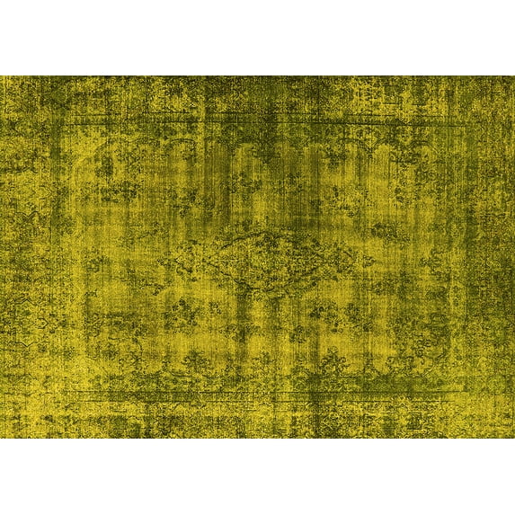Ahgly Company Indoor Rectangle Oriental Yellow Industrial Area Rugs, 7' x 9'