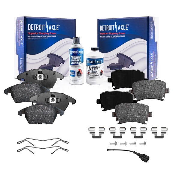Detroit Axle - Front Rear Brakes Brake Pads Replacement for Audi A3 Quattro VW Jetta Fits select: 2007 VOLKSWAGEN JETTA WOLFSBURG, 2006 VOLKSWAGEN JETTA TDI LEATHER