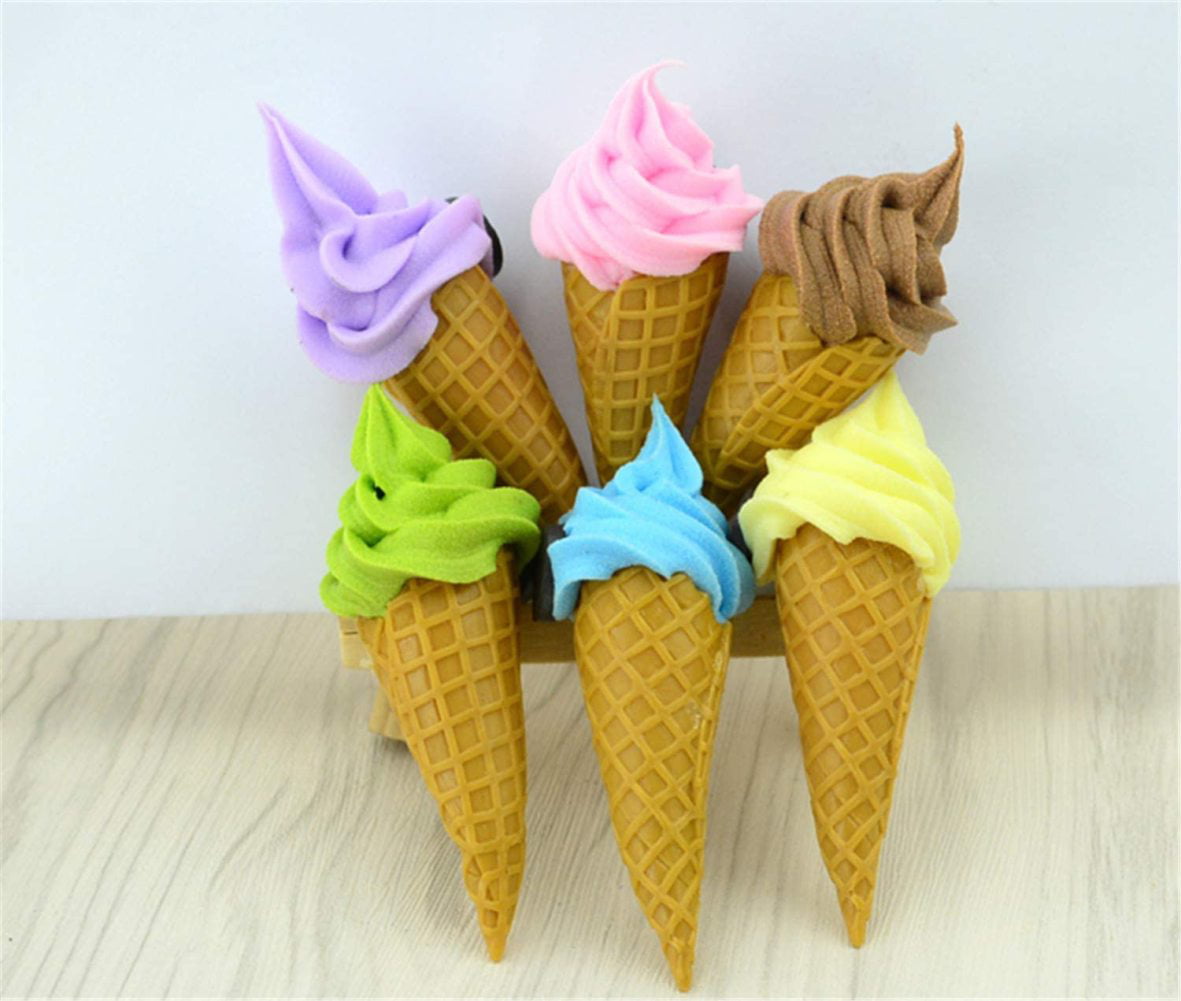 6Pcs Artificial Ice Cream Cone Realistic Food Fake Dessert Photography Props 