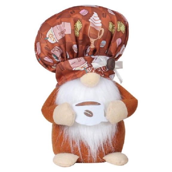 Godderr Chef Hat Coffee Cup Dwarf Doll Props Cute Dwarf Standing Doll Decoration Ornaments 8.66x5.51inch