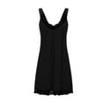 thumbnail image 2 of Feancey Womens Summer Nightgowns Lace V Neck Night Dresses Front Pleated Sleeveless Sleep Dress Solid Color Soft Nightshirts Loungewear Funny Gift Black XXL, 2 of 5