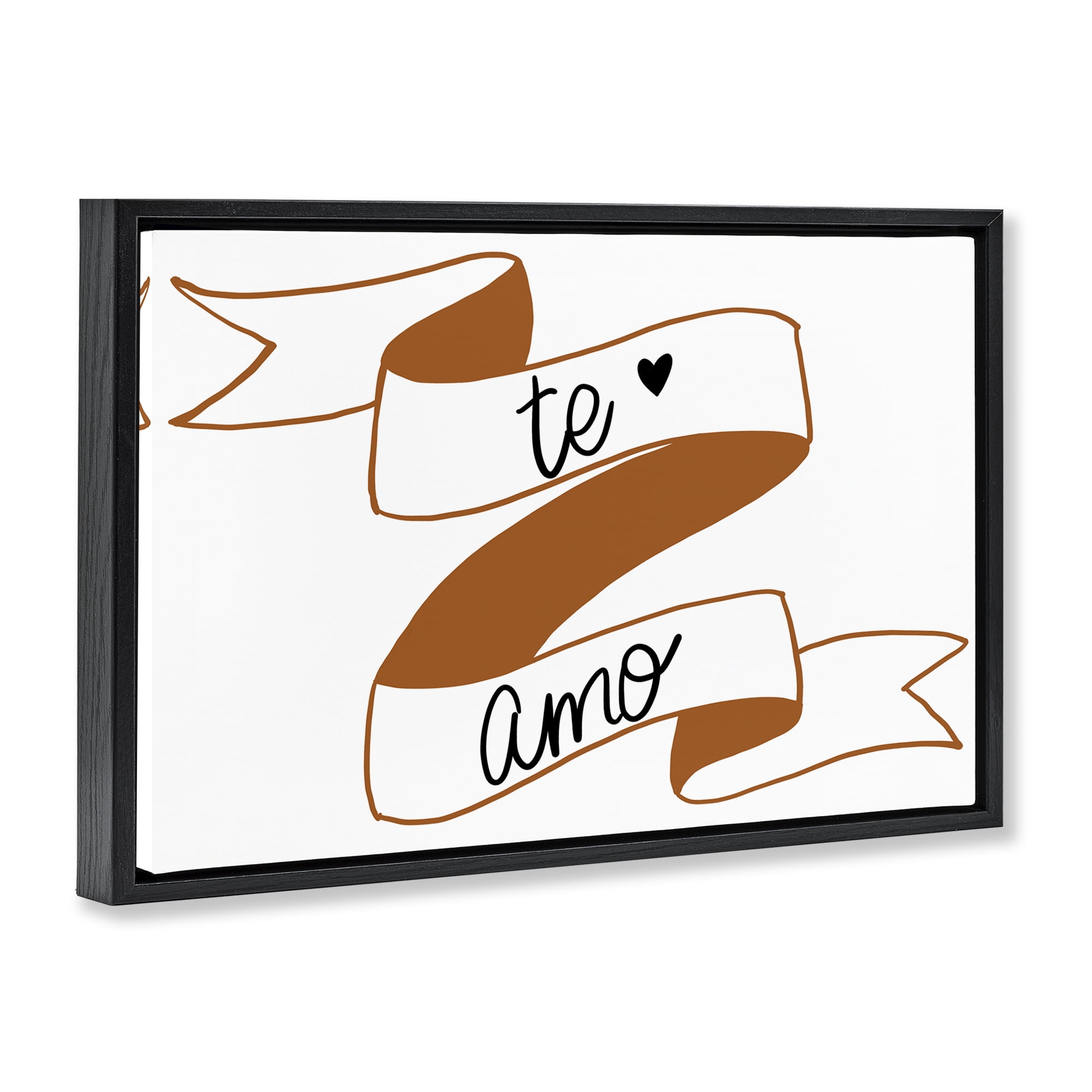 Stupell Industries Te Amo con Cinta Inspirational Quotes & Sayings Painting Black Floater Framed Art Print Wall Art, 25 x 17