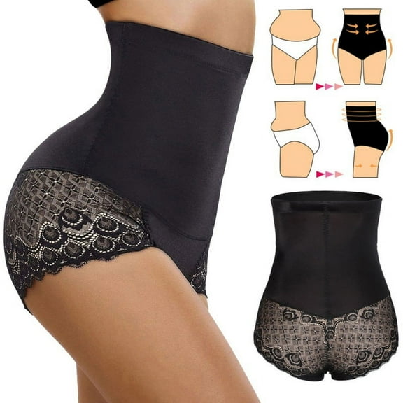 Maynos Women Body Shaper High Waist Butt Lifter Tummy Control Cotton Panty Slim Waist Trainer, XS-3XL Black