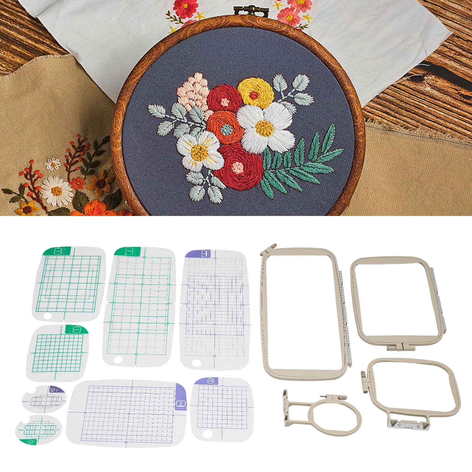 ToppiJoy 4Pcs Embroidery Frame Hoops Set for Sewing Machine, Embroidery Machine Hoop