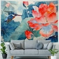thumbnail image 4 of Nawypu flower One Piece Tapestry Chinese Style Artistic Beautiful Wash And Ink Painting Bird Plant green red Decorative Backdrop Wall Living Room Dorm Headboard Club Hanging, 4 of 6
