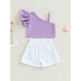 thumbnail image 4 of Toddler Kid Baby Girl Sling Tops Pants Shorts 2PCS Casual Outfit Clothes Summer, 4 of 8
