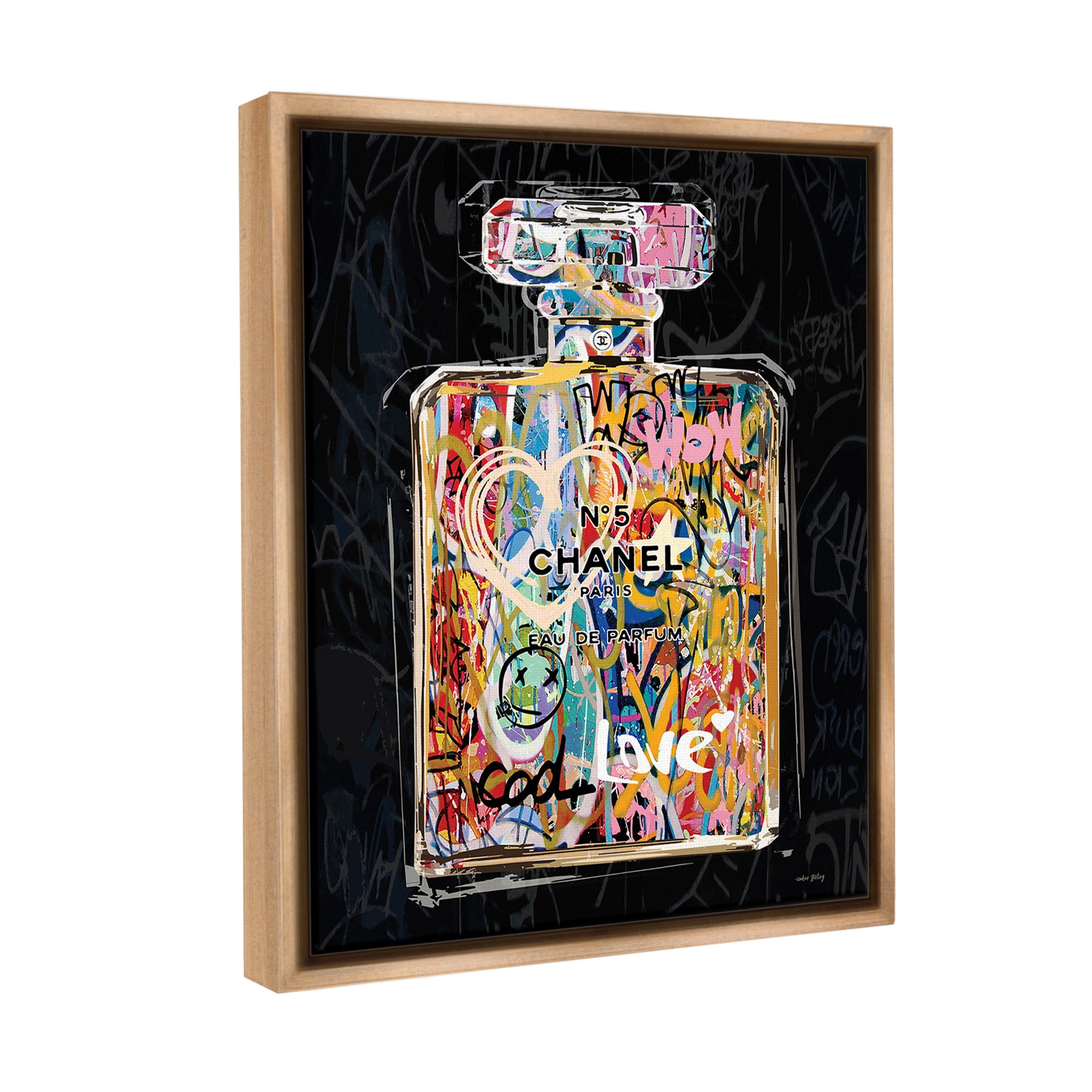Stupell Industries Urban Graffiti Perfume Beauty & Fashion Painting Brown Floater Framed Canvas Art Print Wall Art, 17 x 21