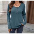 thumbnail image 3 of Women’s Long-Sleeve Henley Top Soft Knit Button Pullover Casual Loose Fit Neck Lightweight Tunic Blouse Basic Tees Fall Sweaters, 3 of 7