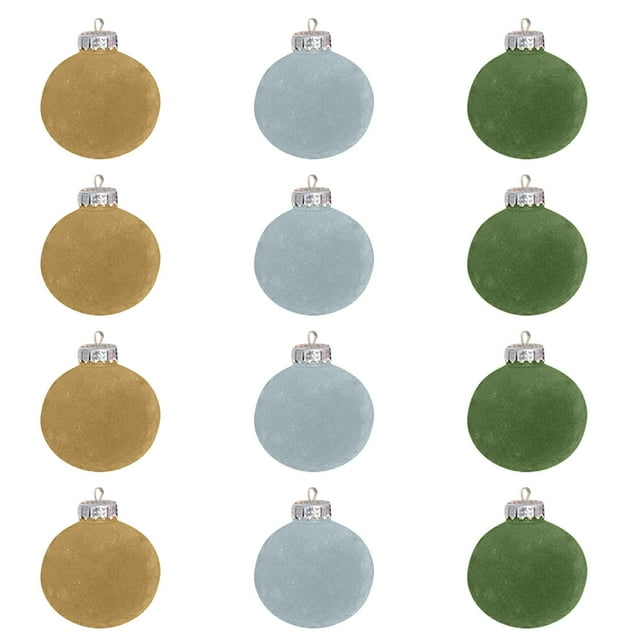 Adornos de Velvet Christmas Balls Pack de 12 | Bolas decorativas de plástico marrón flokado de 3,14 pulgadas para decorar árboles de Navidad | Decoración navideña duradera, fácil de colgar y con