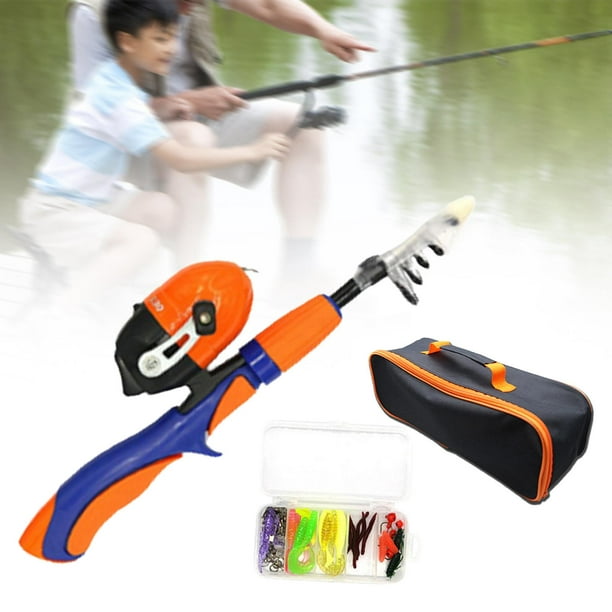 Fishing Rod and Reel Combo Child Fishing Rod Complete Set with Carry Bag  Traveling Kid Fishing Pole for Boys Girls Kids Children Fishing orange 