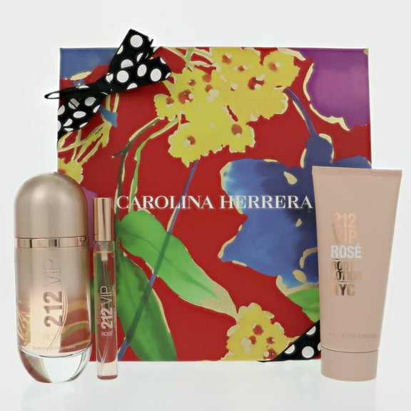 212 VIP Rose by Carolina Herrera for Women 3 Piece Set Includes: 2.7 oz Eau de Parfum Spray 12 x 0.27 oz Body Lotion Sachets 0.1 oz Eau de Parfum Marker