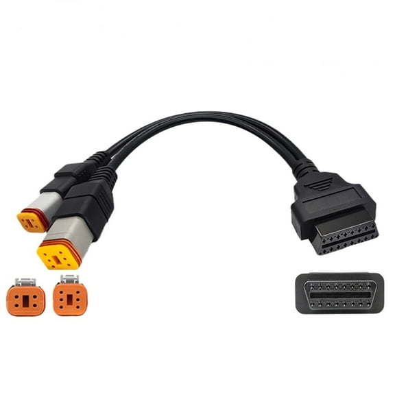 Obd2 Diagnostic Cable for Harley 4pin 6pin 2 in 1 Motorcycle OBD Scanner Adapter, OBD2 Connector Work with Motorcycle Diagnostic Tool Scanner 16 Pin to 4 Pin 6 Pin Fits for Harley Davidson Scan Tool