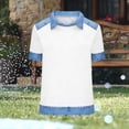 thumbnail image 4 of Nuoqisi Chemise Surdimensionnée pour Femmes Confortable Printemps Été Mode Décontractée Polo en Denim Tunique Chandail Col Rond à Col Manches Courtes Hauts, 4 of 5