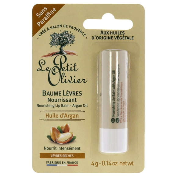 Bálsamo labial nutritivo en barra - Aceite de argán de Le Petit Olivier para mujeres - Bálsamo labial de 0,14 oz