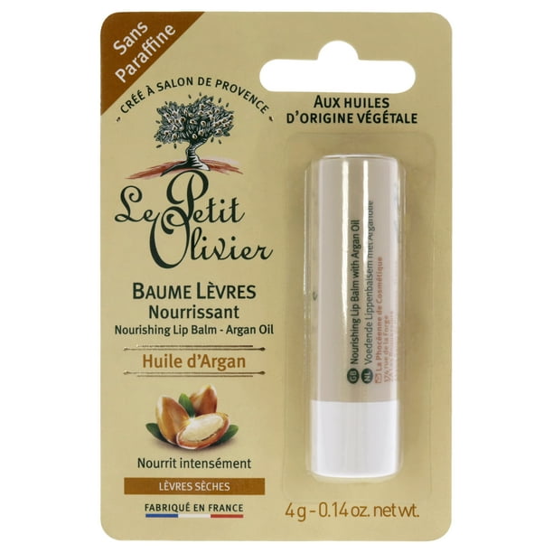 Bálsamo labial nutritivo en barra - Aceite de argán de Le Petit Olivier para mujeres - Bálsamo labial de 0,14 oz