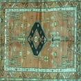 thumbnail image 1 of Ahgly Company Machine Washable Indoor Square Persian Turquoise Blue Traditional Area Rugs, 4' Square, 1 of 4