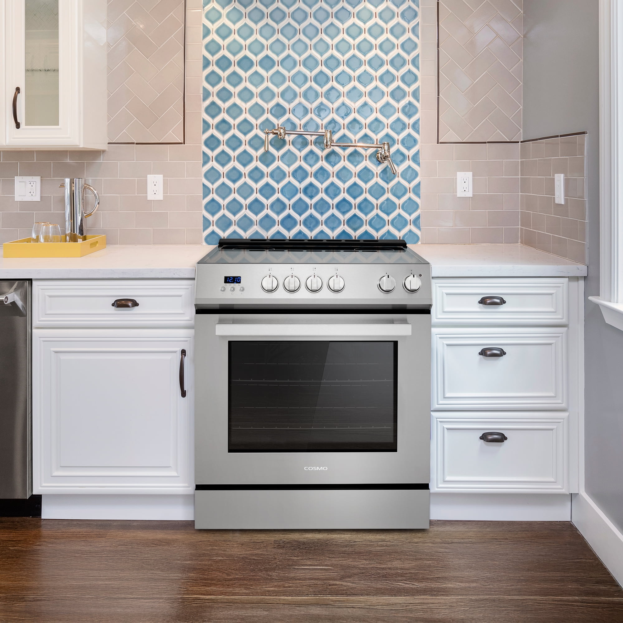 Cosmo 30 in. Stellar Collection 4.9 cu. ft. Electric Range with 4 Burner Glass Cooktop and Convection Oven in Stainless Steel