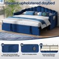 thumbnail image 4 of DRNANLIT Twin Size Upholstered Daybed with Adjustable Height Pop Up Trundle, Beige Day Bed Frame with USB & Type-C Charging Port, 2 Side Pockets, No Box-Spring Needed, Blue, 4 of 8