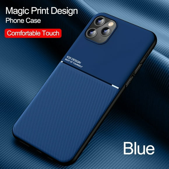 SHERVIN Slim Leather Magnetic Texture Slim Matte Back Phone Cove Cases For iPhone 13 (Blue)