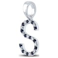 thumbnail image 2 of 10kt White Gold Womens Round Blue Sapphire Initial S Letter Pendant 1/4 Cttw, 2 of 2