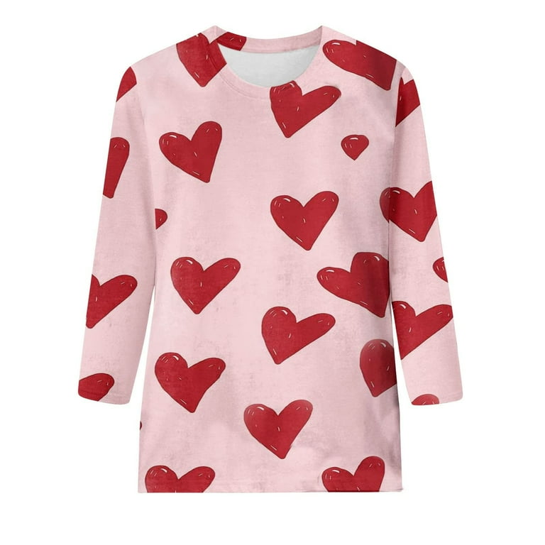 Womens Valentines Day Prints Long Sleeve,items under 6 dollars,womens  blouses under 10 dollars, today 2022 disney,clothing for women sale,woman  clothes clearance summer,10 cents items