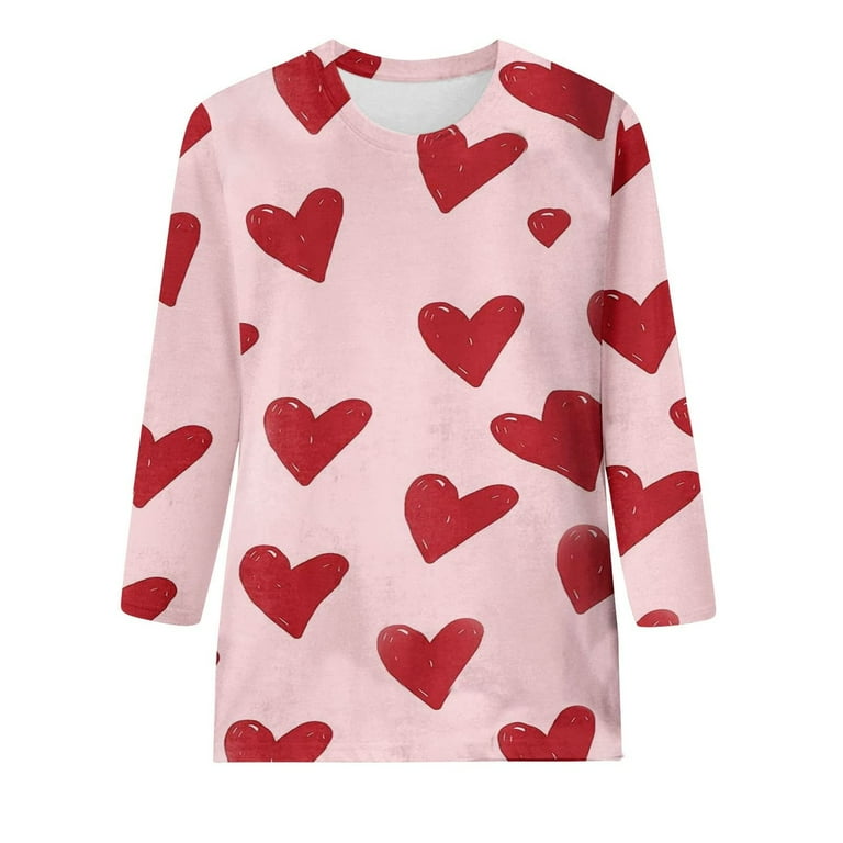 GERsome Women's Valentine's Day Heart Print T-shirt 3/4 GERsome Women's Valentine's Day Heart Print T-shirt 3/4