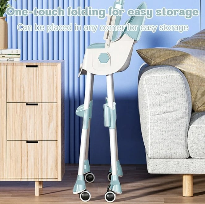 LHUAI, Foldable Baby High Chair, 4 in 1 Convertible High Chairs, With 5-Point Safety Harness, Adjustable Dining Tray & Backrest & Height, Easy To Clean Surface, For Babies And Toddlers, Light Blue