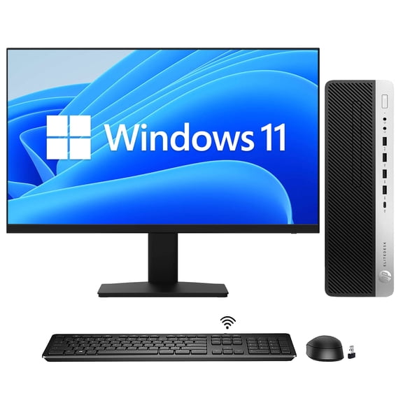 Restored HP EliteDesk 800 G4 SFF Windows 11 Pro Desktop PC Computer Combo - New 24 inch Monitor (Intel Hexa-Core i5 Processor/ 32GB DDR4 RAM/ 2TB NVMe SSD/ WIFI) - (Refurbished)