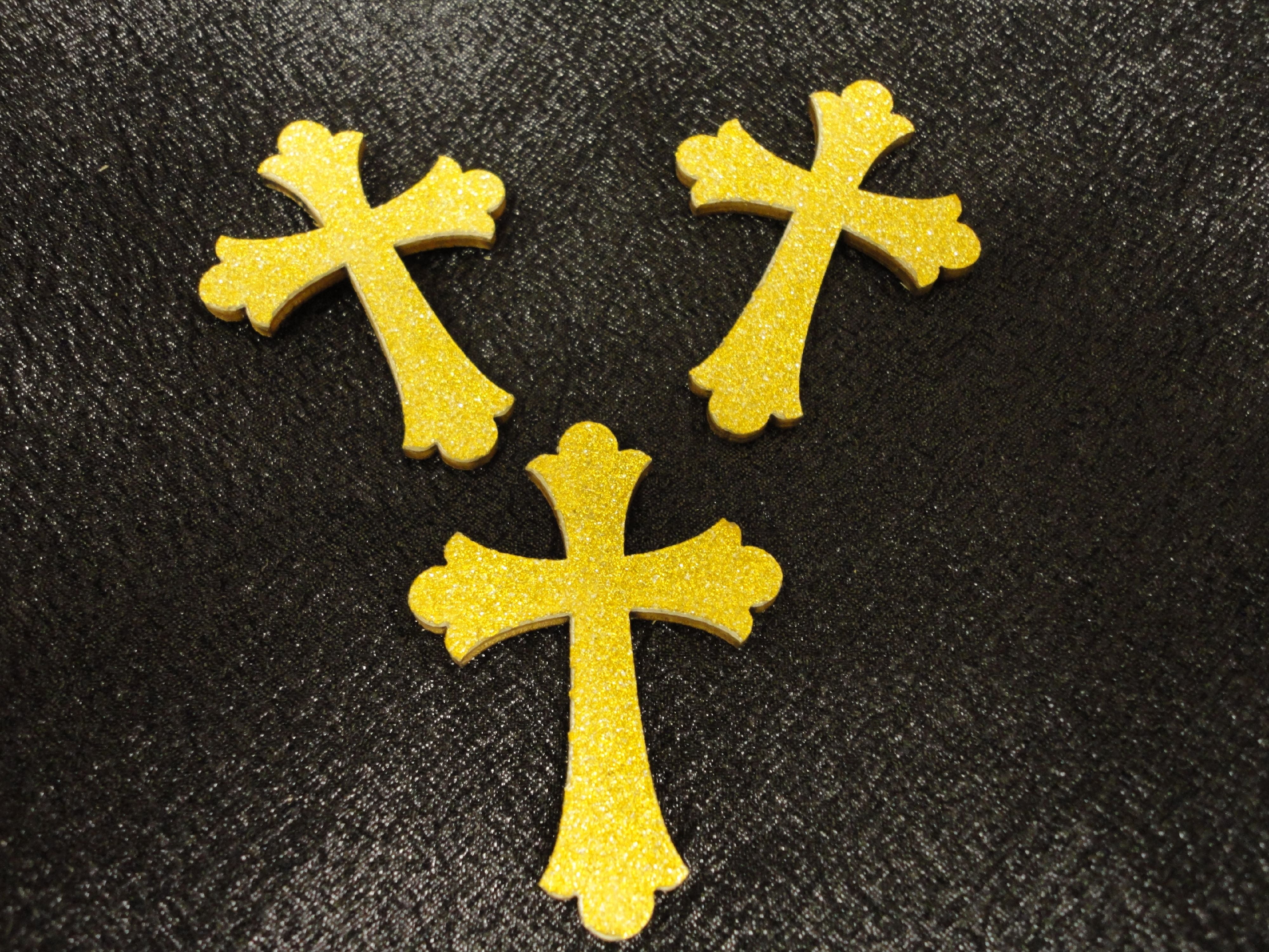 Charmed Gold Wooden Cross Ornaments for holy communion/baptism; 20