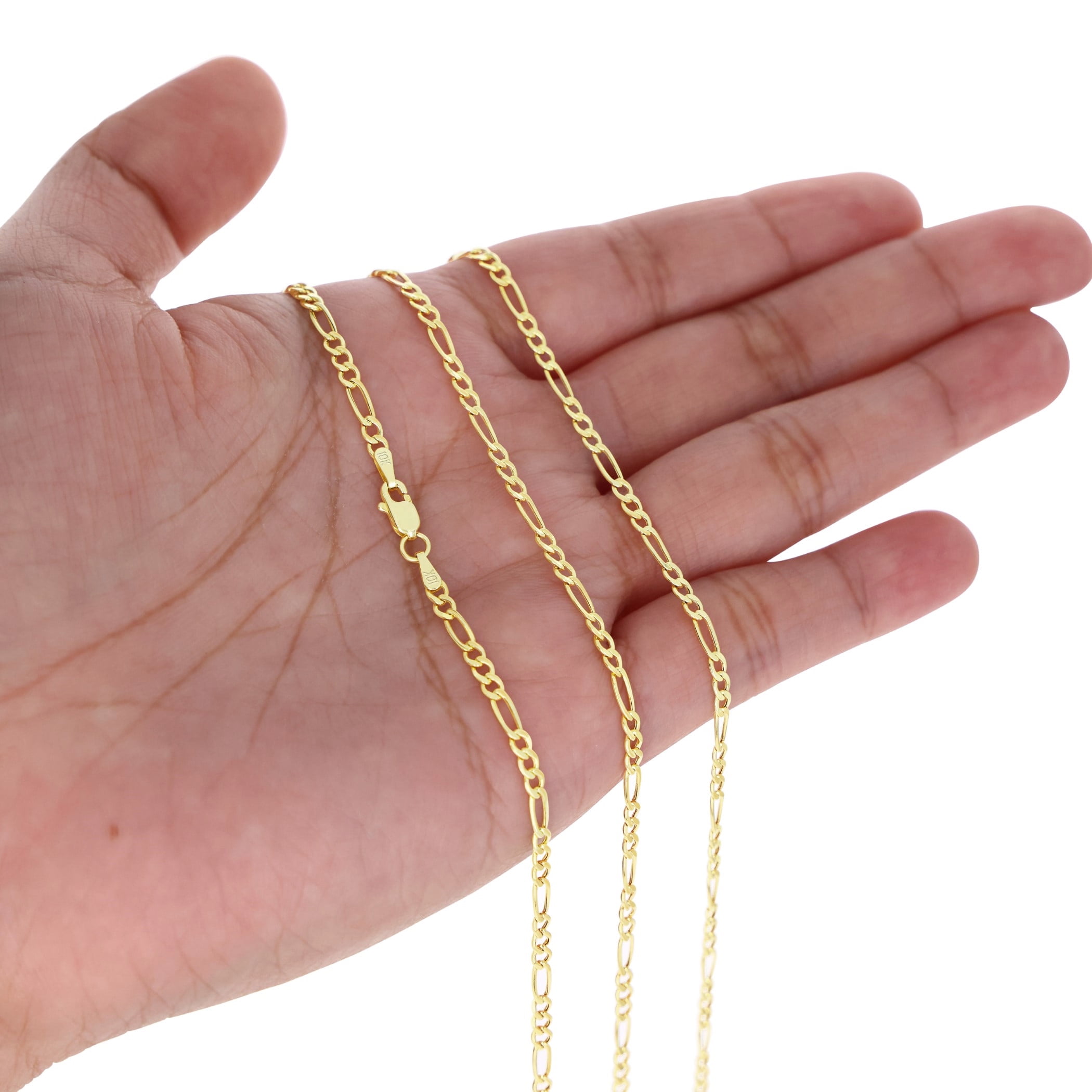 10k Real Yellow Gold Figaro Link 2.5mm Chain Necklace (16"-26") Italian Jewelry for Men & Women