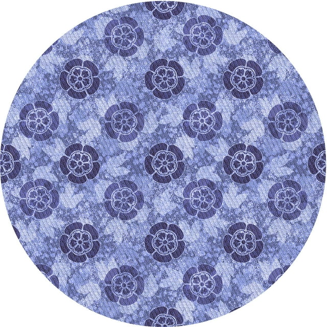 Ahgly Company Tapis Rond Lavable en Machine Intérieur Jour Transitionnel Bleu Ciel, 6 Pieds Rond