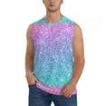 thumbnail image 3 of Uemuo Multicolor Glitter Pattern Men's Sleeveless T-Shirt,Muscle Athletic Tank Top, Moisture-wicking Quick-dry Breathable Classic Tee Top for Gym Run Outdoor Sports-, 3 of 8
